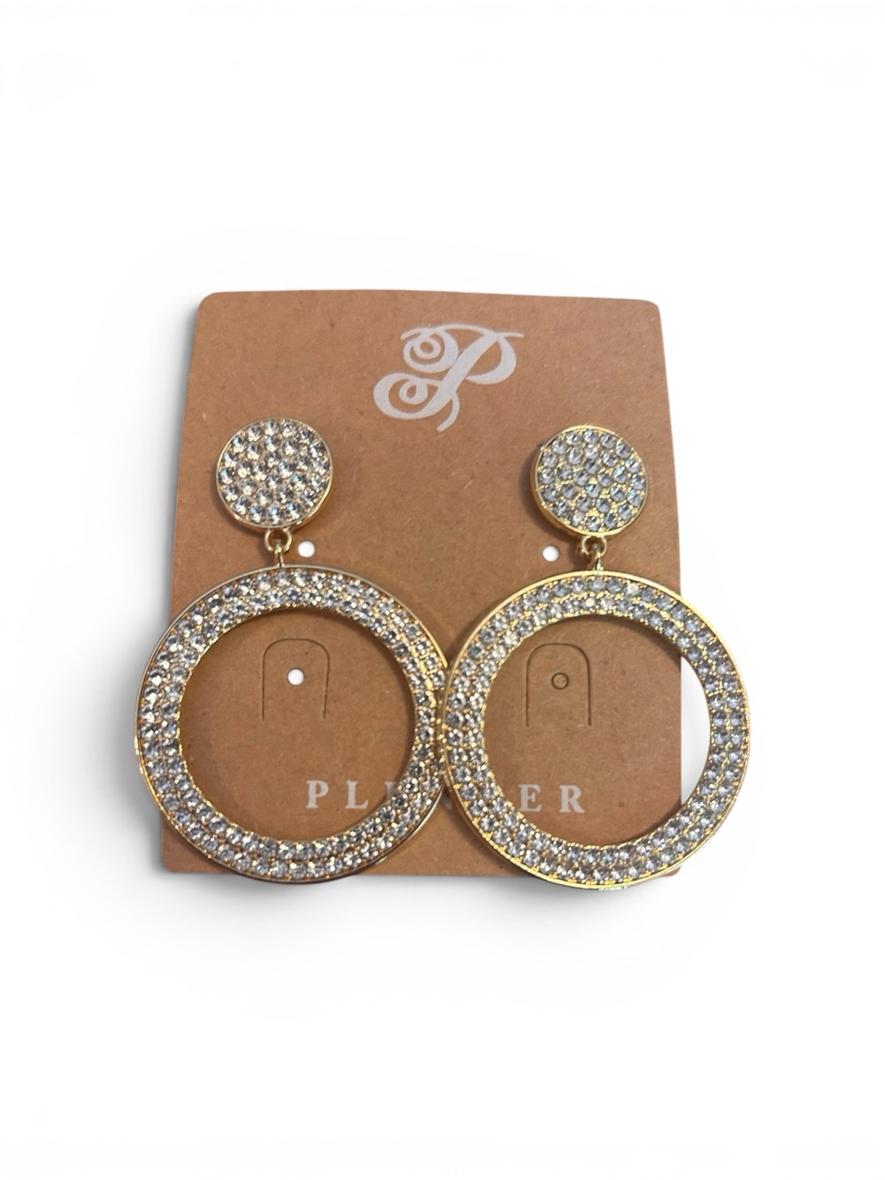 Plunder Gold Crystal Hoop Drop Earrings